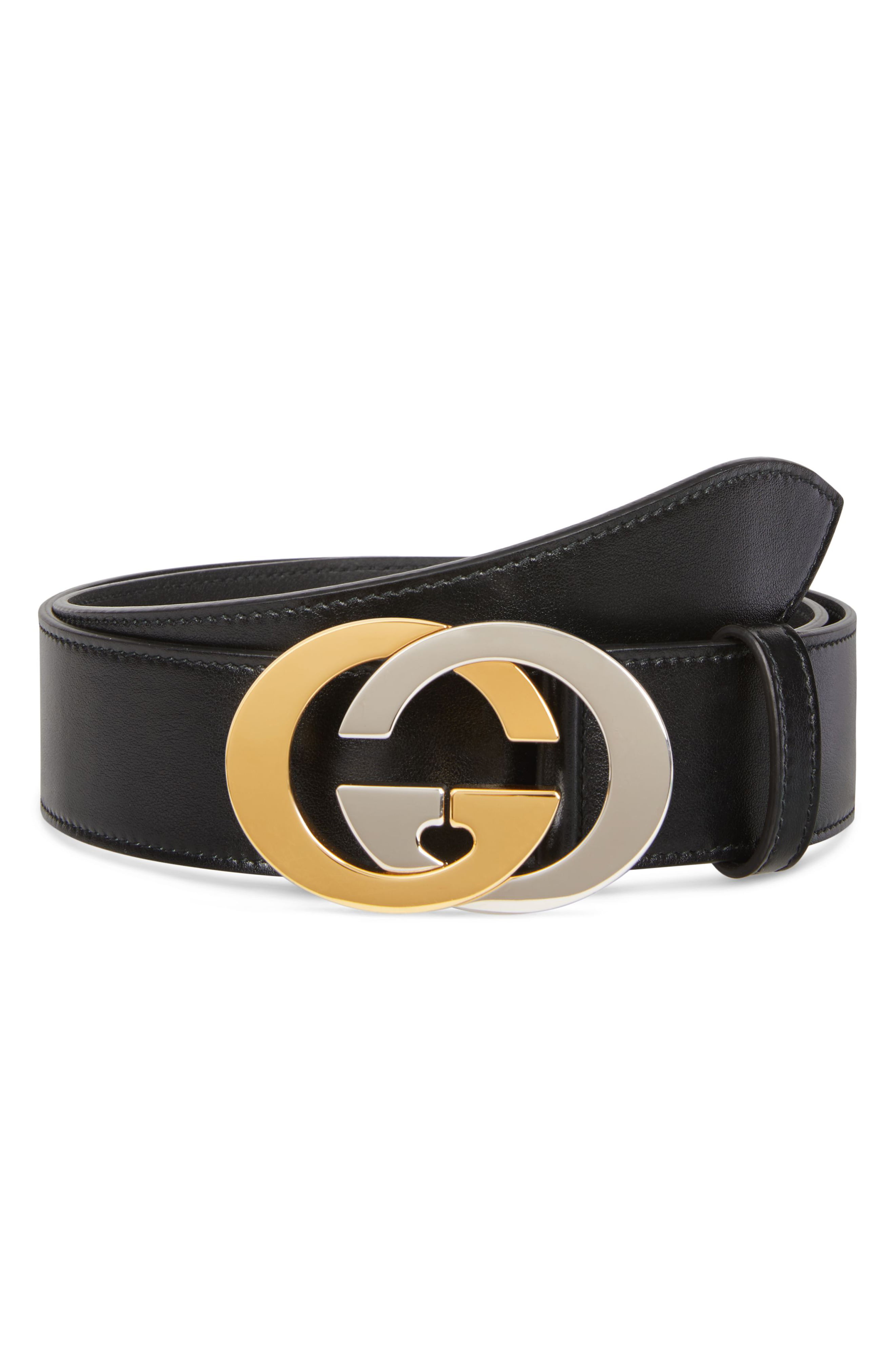 Men’s Gucci Two-Tone Gg Buckle Leather Belt | The Fashionisto
