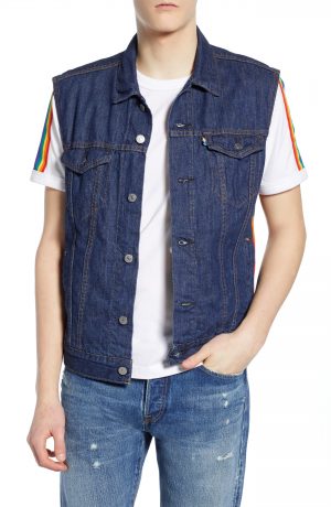 Men's Levi's Pride Trucker Denim Vest, Size Large - Blue Men's Levi's Pride Trucker Denim Vest, Size Large - Blue