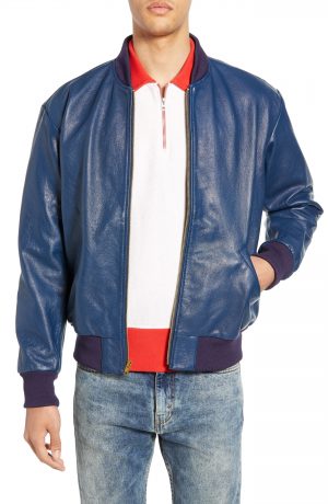 Men's Levi's Vintage Clothing Climate Leather Bomber Jacket, Size Medium - Blue Men's Levi's Vintage Clothing Climate Leather Bomber Jacket, Size Medium - Blue