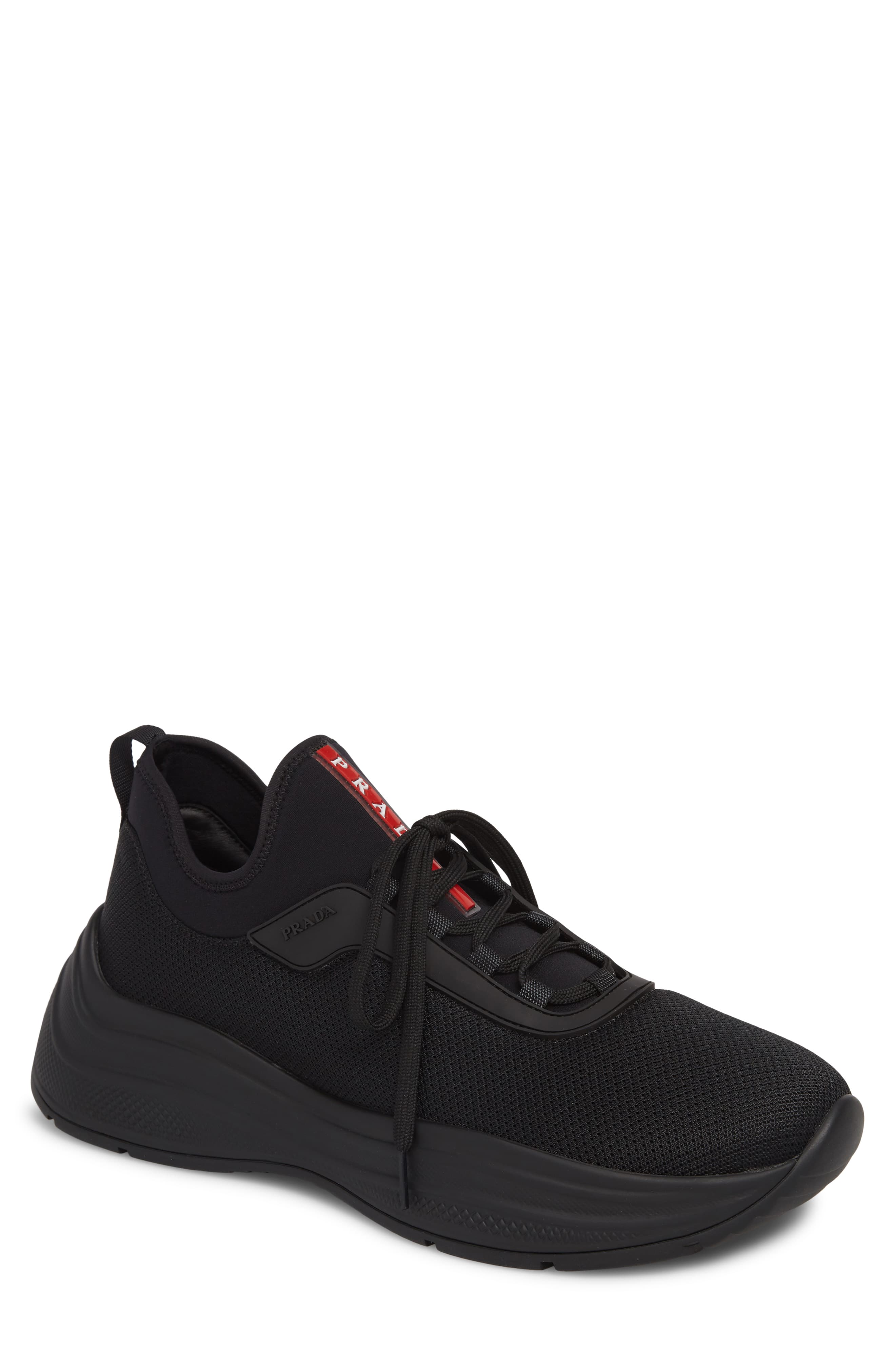 prada shiny black trainers