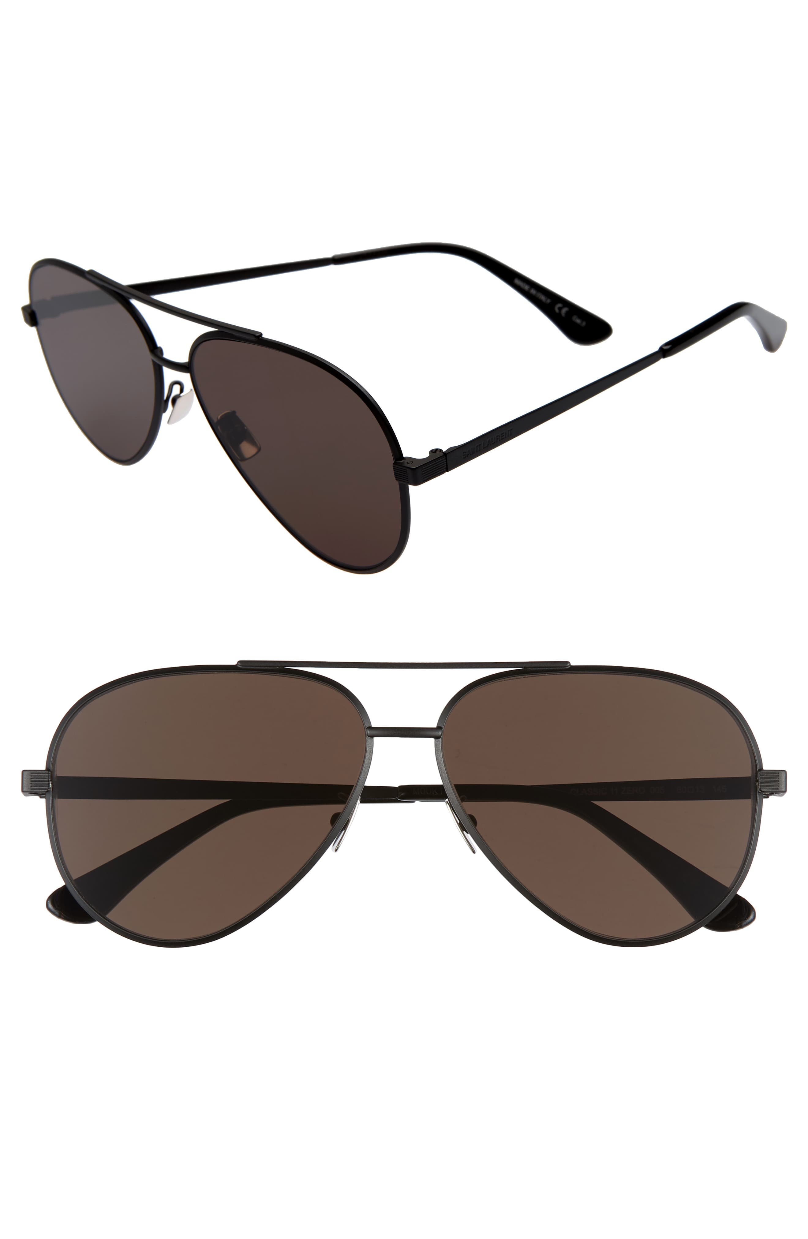 Men’s Saint Laurent Classic 60mm Aviator Sunglasses - Black | The ...
