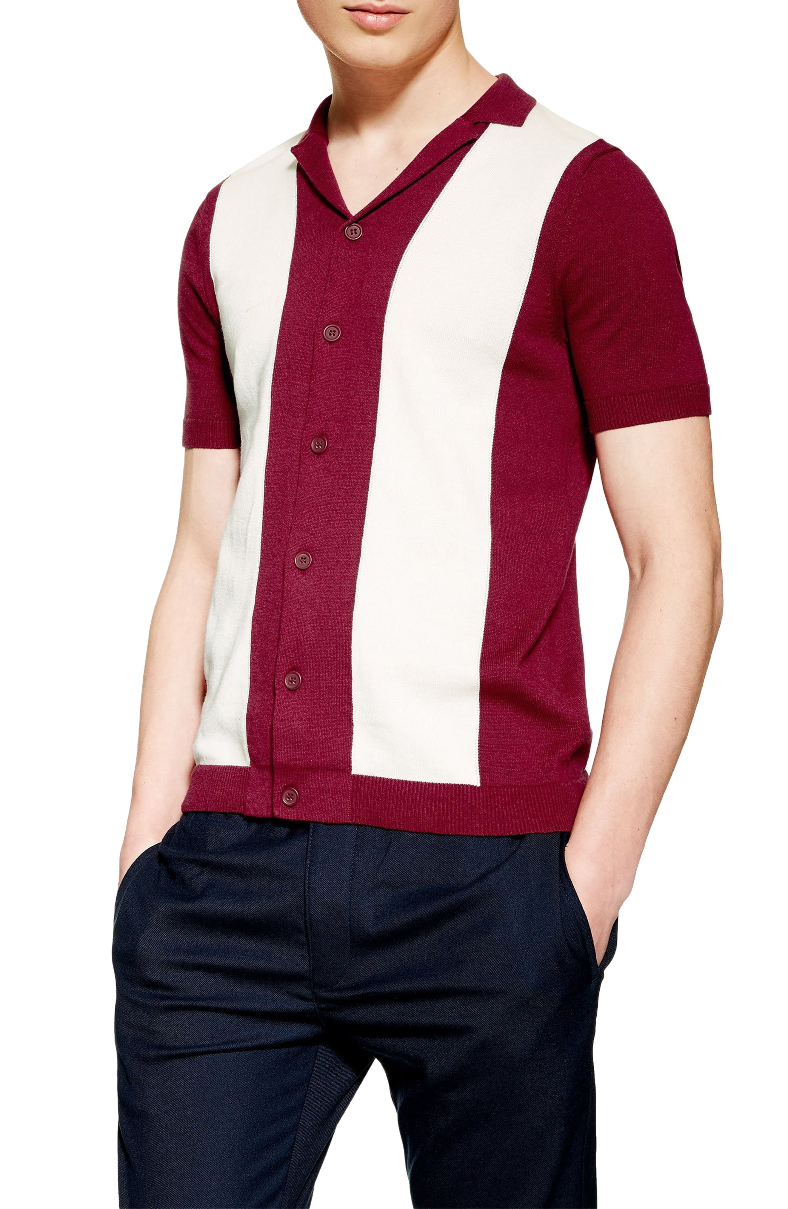 Men’s Topman Colorblock Polo Sweater, Size X-Small – Burgundy | The ...
