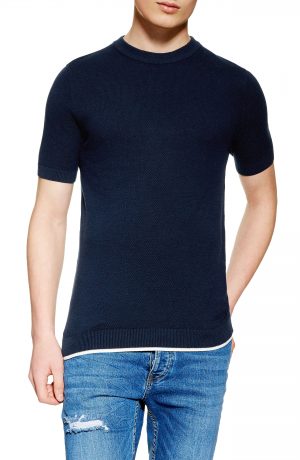Men's Topman Pique Knit Sweater T-Shirt, Size XX-Large - White Men's Topman Pique Knit Sweater T-Shirt, Size XX-Large - White