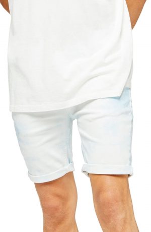 Men's Topman Skinny Fit Acid Wash Denim Shorts, Size 36 - Orange Men's Topman Skinny Fit Acid Wash Denim Shorts, Size 36 - Orange