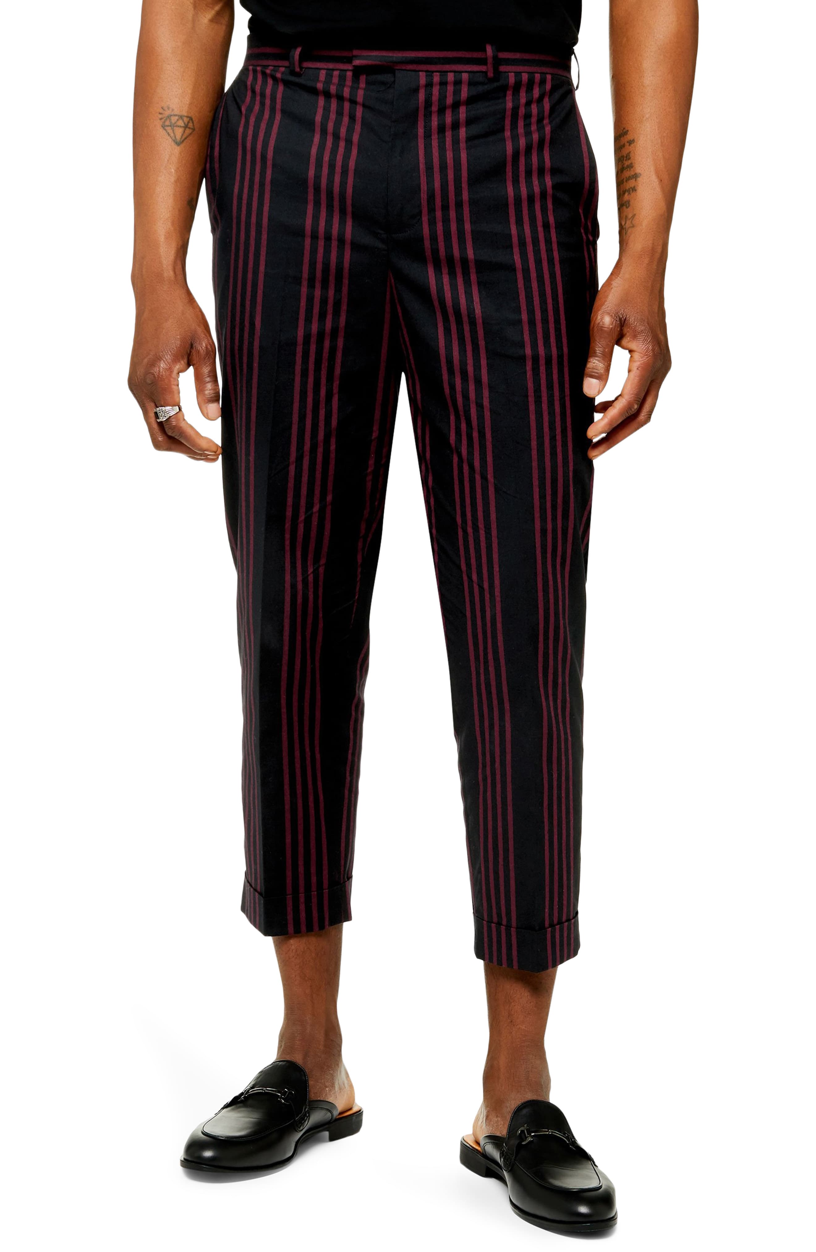 navy striped trousers mens