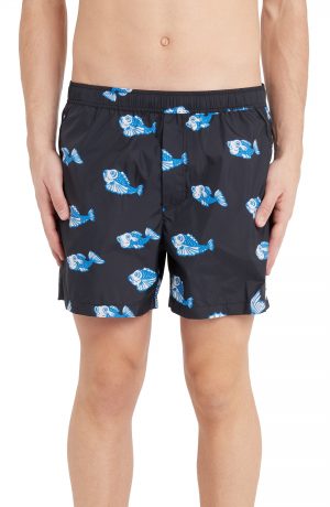 Men's Valentino Fish Swim Trunks, Size 46 EU - Black Men's Valentino Fish Swim Trunks, Size 46 EU - Black