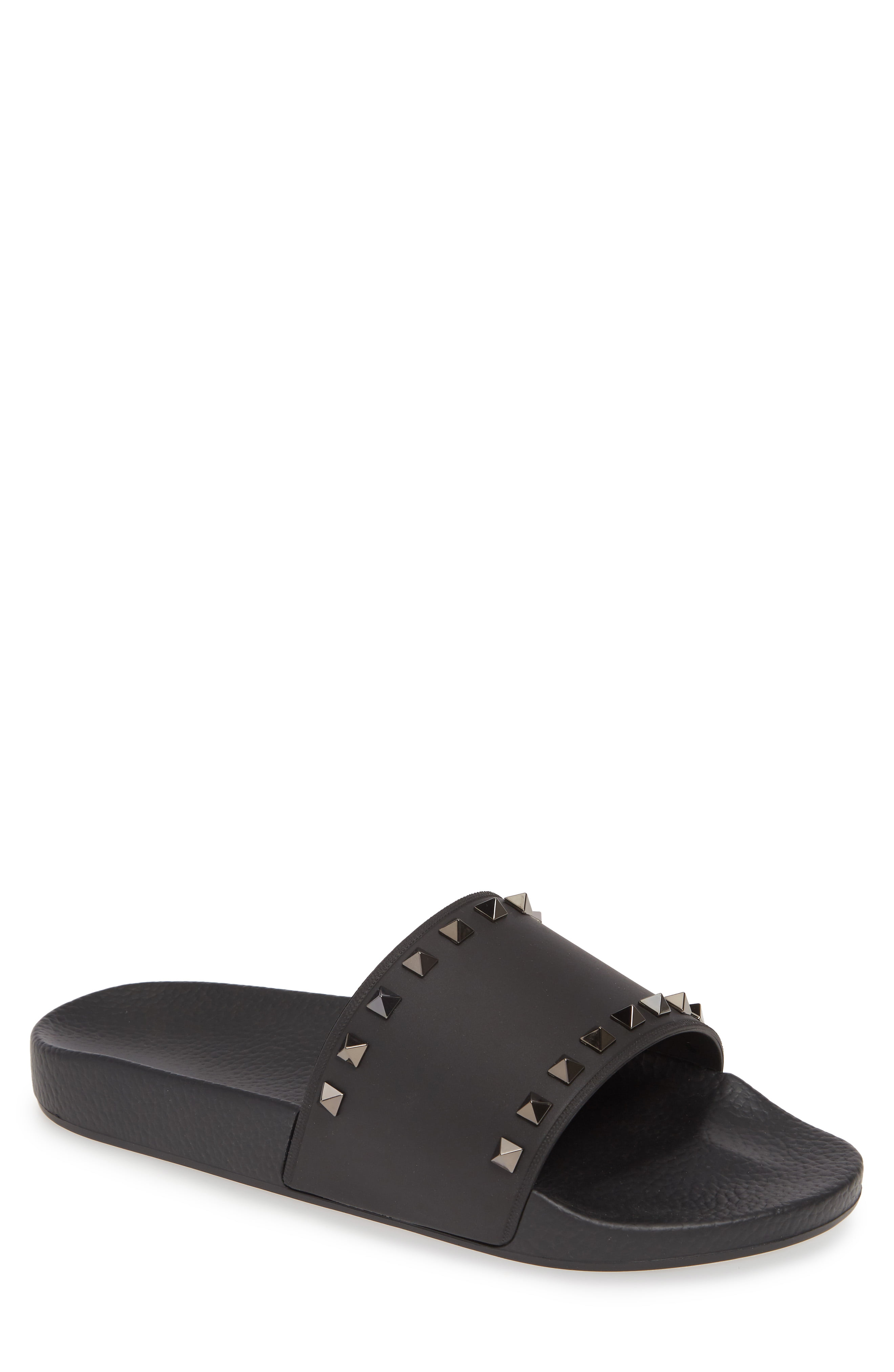 Men’s Valentino Garavani Rockstud Slide Sandal, Size 9US / 42EU – Black ...