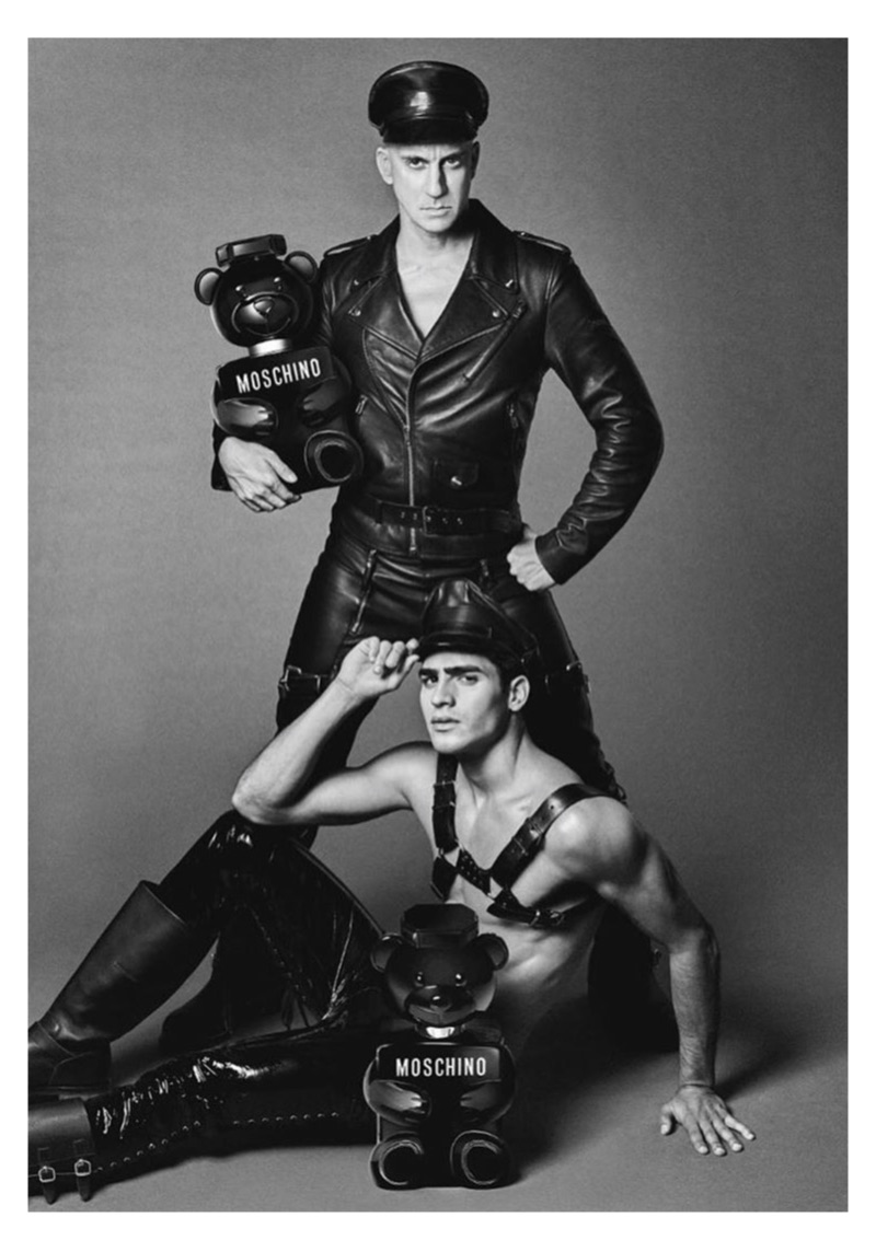 Designer Jeremy Scott and model Jhonattan Burjack for Moschino Toy Boy.