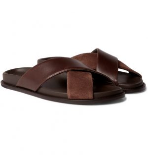 Mr P. - Leather and Suede Slides - Men - Brown Mr P. - Leather and Suede Slides - Men - Brown