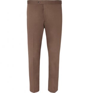 Mr P. - Slim-Fit Cotton-Twill Cropped Trousers - Men - Brown Mr P. - Slim-Fit Cotton-Twill Cropped Trousers - Men - Brown