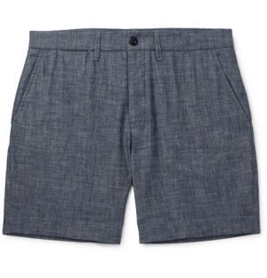 Mr P. - Slim-Fit Selvedge Cotton-Chambray Shorts - Men - Navy Mr P. - Slim-Fit Selvedge Cotton-Chambray Shorts - Men - Navy