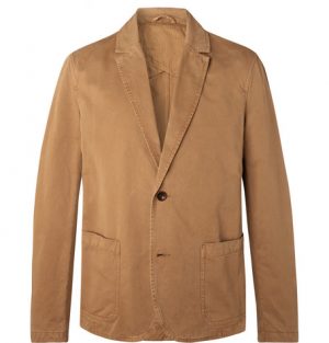 Mr P. - Tobacco Unstructured Garment-Dyed Cotton-Twill Blazer - Men - Brown Mr P. - Tobacco Unstructured Garment-Dyed Cotton-Twill Blazer - Men - Brown