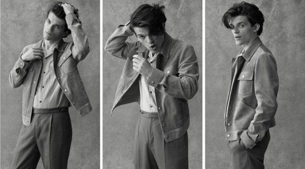 Edward Bluemel, Freddie Wise + More British Actors Star in Mr Porter Shoot A smart vision, Edward Bluemel dons a Tom Ford suede trucker jacket, Brunello Cucinelli camp-collar shirt, and Camoshita trousers.