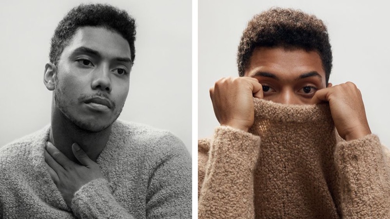 Chance Perdomo rocks a Salle Privée bouclé sweater.