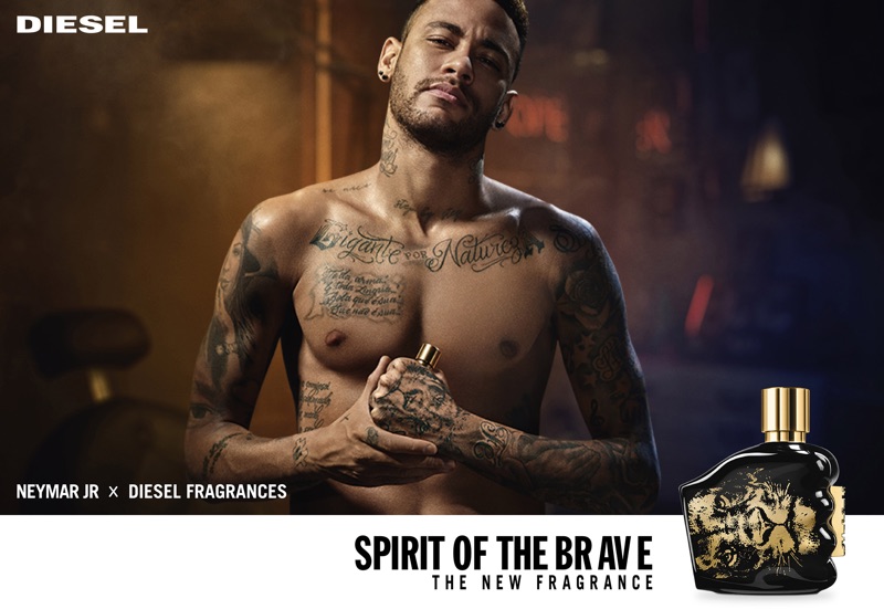 Neymar Jr. fronts the Diesel Spirit of the Brave fragrance campaign.