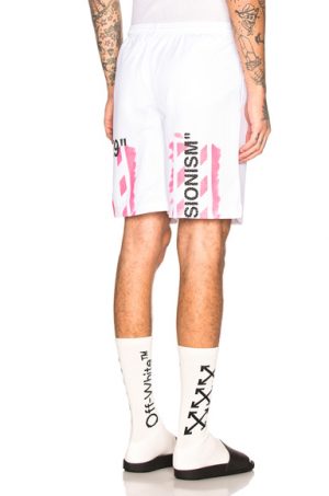 OFF-WHITE Diagonal Stencil Mesh Shorts in White. - size M (also in S) OFF-WHITE Diagonal Stencil Mesh Shorts in White. - size M (also in S)