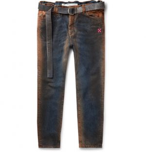 Off-White - Oil-Washed Denim Jeans - Men - Blue Off-White - Oil-Washed Denim Jeans - Men - Blue