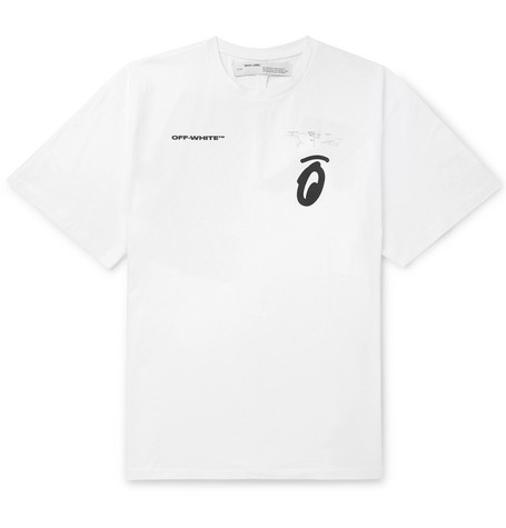 Discount off white oversized printed cotton jersey t shirt bts