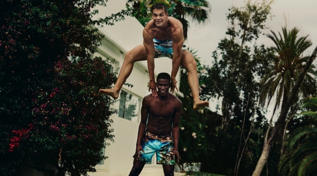 Orlebar Brown Unveils Vibrant Summer '19 Collection Models Mitchell Slaggert and Salomon Diaz rock swim shorts from Orlebar Brown's summer 2019 collection.