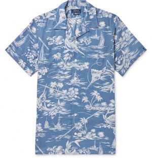 Polo Ralph Lauren - Camp-Collar Printed Linen and Cotton-Blend Shirt - Men - Light blue Polo Ralph Lauren - Camp-Collar Printed Linen and Cotton-Blend Shirt - Men - Light blue