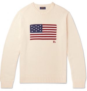 Polo Ralph Lauren - Embroidered Intarsia Cotton Sweater - Men - Cream Polo Ralph Lauren - Embroidered Intarsia Cotton Sweater - Men - Cream