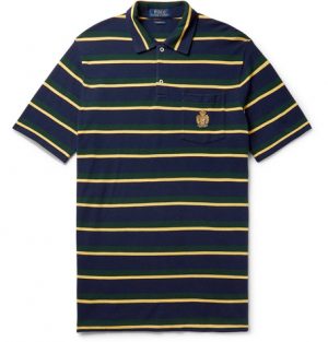 Polo Ralph Lauren - Logo-Embroidered Striped Cotton-Piqué Polo Shirt - Men - Midnight blue Polo Ralph Lauren - Logo-Embroidered Striped Cotton-Piqué Polo Shirt - Men - Midnight blue