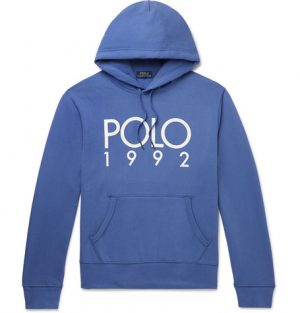 Polo Ralph Lauren - Logo-Print Fleece-Back Cotton-Blend Jersey Hoodie - Men - Blue Polo Ralph Lauren - Logo-Print Fleece-Back Cotton-Blend Jersey Hoodie - Men - Blue