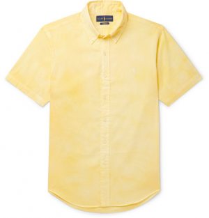 Polo Ralph Lauren - Slim-Fit Button-Down Collar Tie-Dyed Cotton-Poplin Shirt - Men - Yellow Polo Ralph Lauren - Slim-Fit Button-Down Collar Tie-Dyed Cotton-Poplin Shirt - Men - Yellow