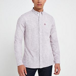 River Island Mens Dark red textured slim fit shirt River Island Mens Dark red textured slim fit shirt