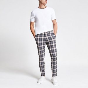mens grey check joggers