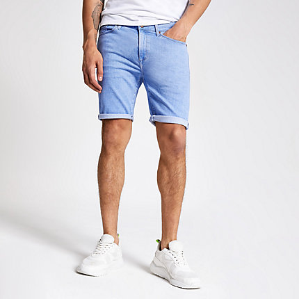 River Island Mens Light blue skinny denim shorts | The Fashionisto
