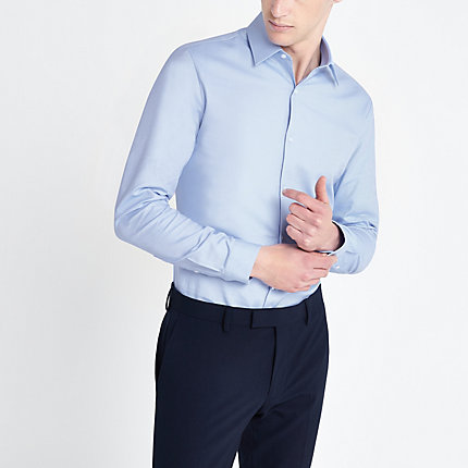 River Island Mens Light blue textured long sleeve shirt | The Fashionisto