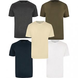 River Island Mens Multicolored slim fit T-shirts 5 pack River Island Mens Multicolored slim fit T-shirts 5 pack