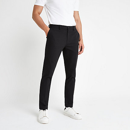 river island pinstripe skinny pants navy mens