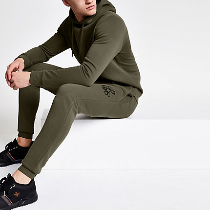 river island leather joggers