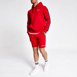 River Island Mens Red 'Prolific' muscle fit jersey shorts River Island Mens Red 'Prolific' muscle fit jersey shorts