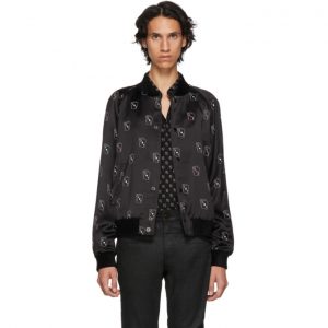 Saint Laurent Black Silk Card Bomber Jacket Saint Laurent Black Silk Card Bomber Jacket