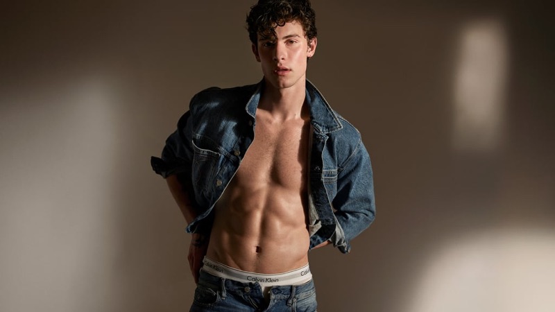 Shirtless Shawn Mendes rocks denim for Calvin Klein's spring-summer 2019 #MYCALVINS campaign.
