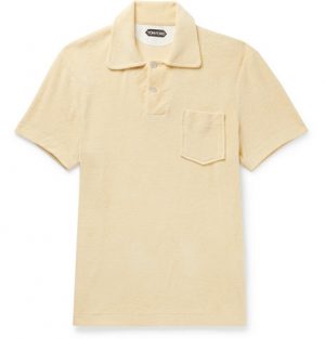 TOM FORD - Cotton-Terry Polo Shirt - Men - Yellow TOM FORD - Cotton-Terry Polo Shirt - Men - Yellow