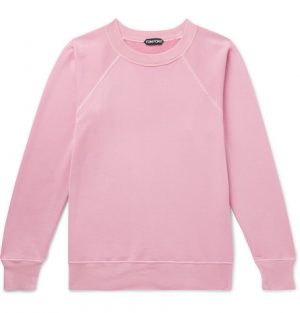 TOM FORD - Garment-Dyed Loopback Cotton-Jersey Sweatshirt - Men - Pink TOM FORD - Garment-Dyed Loopback Cotton-Jersey Sweatshirt - Men - Pink