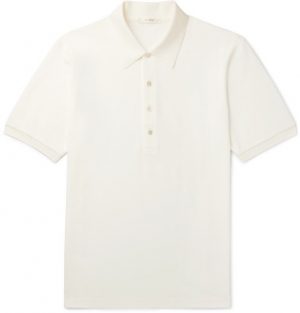 The Row - Noel Cotton-Piqué Polo Shirt - Men - Off-white The Row - Noel Cotton-Piqué Polo Shirt - Men - Off-white