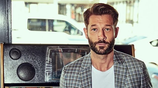 John Halls Suits Up in Elegant Numbers for Todd Snyder John Halls wears a Todd Snyder White Label tropical wool multi check Sutton sport coat $448 with dark charcoal suit trousers $198.