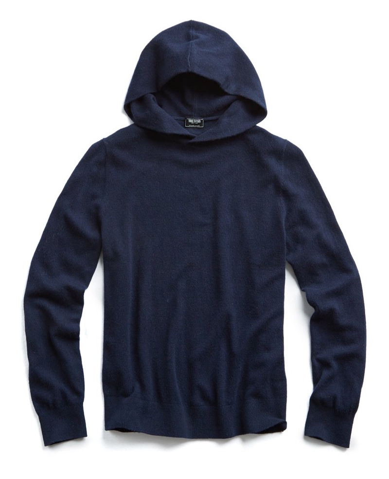 Todd Snyder Cashmere Popover Hoodie in Navy $348