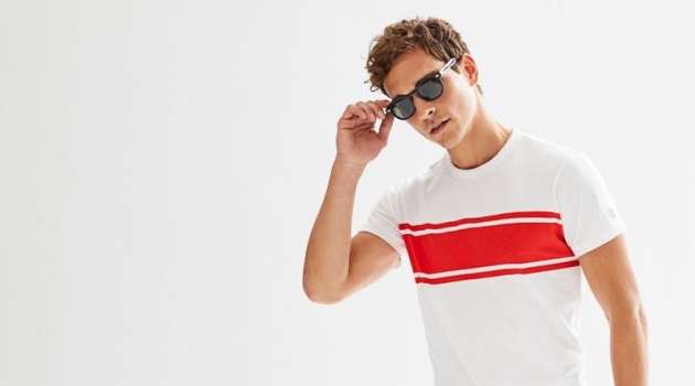 Alexandre Cunha Dons Smart Summer Style by Todd Snyder Alexandre Cunha sports a Todd Snyder + Champion chest stripe tee $70 with 9" stretch Italian corduroy camp shorts $168 in burgundy.