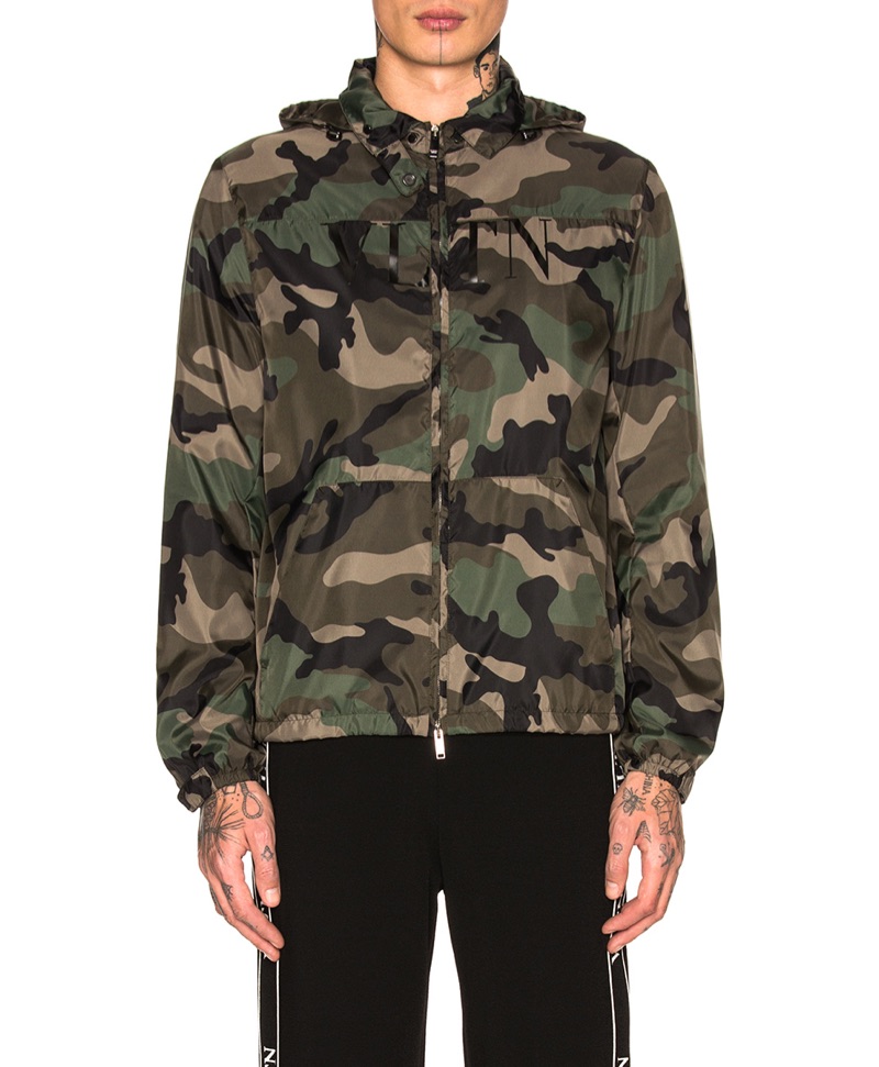 Valentino Camouflage Print Windbreaker