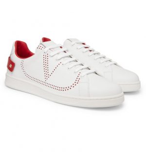 Valentino - Valentino Garavani Net Perforated Leather Sneakers - Men - White Valentino - Valentino Garavani Net Perforated Leather Sneakers - Men - White
