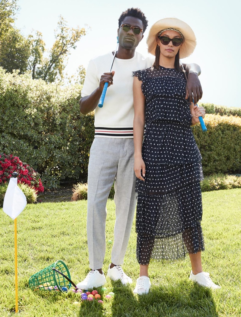 Pictured left, Remi Alade-Chester wears Warby Parker's Downing sunglasses.