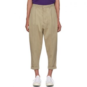 AMI Alexandre Mattiussi Beige Oversized Carrot Trousers AMI Alexandre Mattiussi Beige Oversized Carrot Trousers