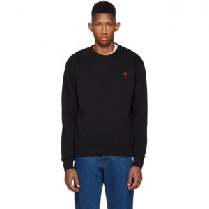 AMI Alexandre Mattiussi Black Ami De Coeur Sweatshirt AMI Alexandre Mattiussi Black Ami De Coeur Sweatshirt