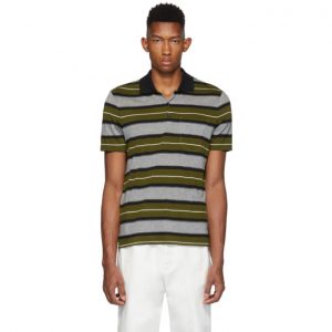 AMI Alexandre Mattiussi Green Striped Polo AMI Alexandre Mattiussi Green Striped Polo